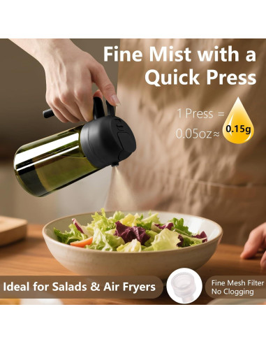 Dispensador y Pulverizador de Aceite SWEET VIEW 470ml Negro