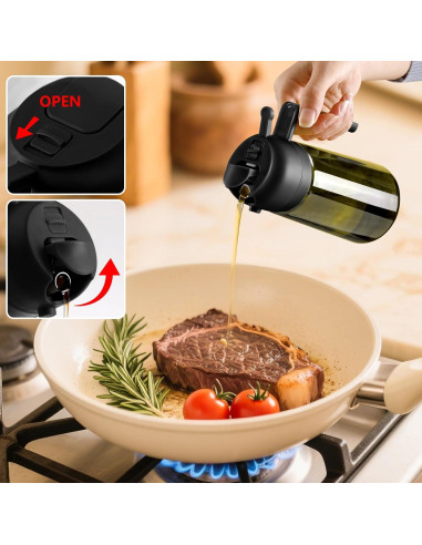 Dispensador y Pulverizador de Aceite SWEET VIEW 470ml Negro