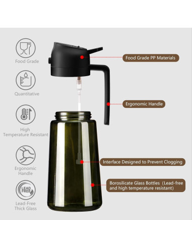 Dispensador y Pulverizador de Aceite SWEET VIEW 470ml Negro