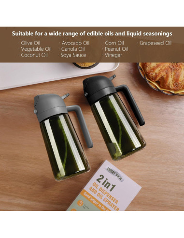 Dispensador y Pulverizador de Aceite SWEET VIEW 470ml Negro