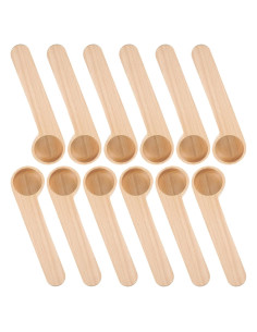 Set de 12 Cucharas de Madera con Clip Sello para Café