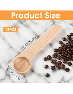 Set de 12 Cucharas de Madera con Clip Sello para Café 2