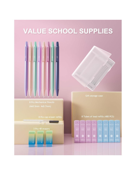 Juego de Lápices Mecánicos Ponditni 20 Piezas 0.5mm 0.7mm