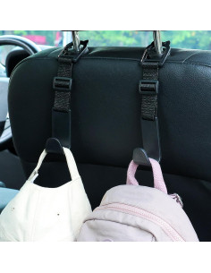 Ganchos para Reposacabezas de Coche Amooca 4 Pack Negro 2