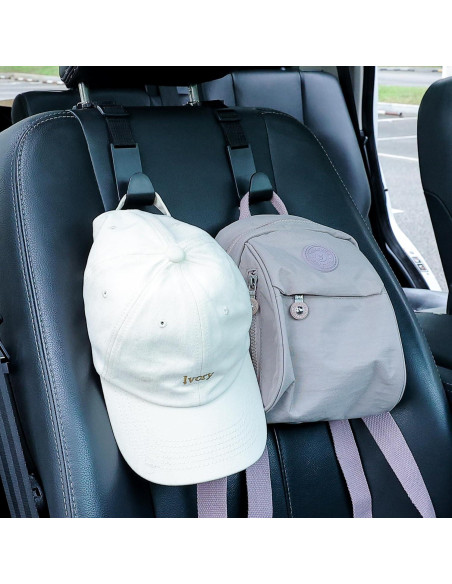 Ganchos para Reposacabezas de Coche Amooca 4 Pack Negro