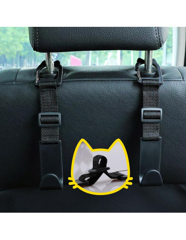 Ganchos para Reposacabezas de Coche Amooca 4 Pack Negro