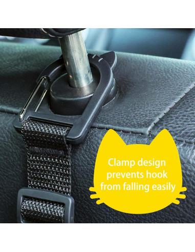 Ganchos para Reposacabezas de Coche Amooca 4 Pack Negro