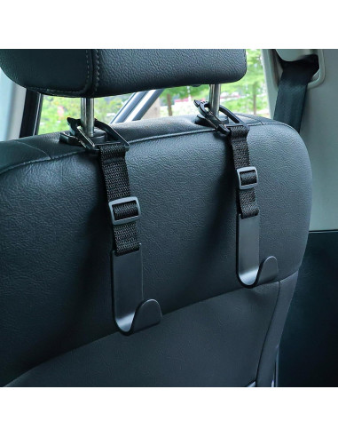 Ganchos para Reposacabezas de Coche Amooca 4 Pack Negro