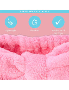 Diadema de Microfibra Bliss Rosa - Paquete de 2 para Cuidado Facial 2