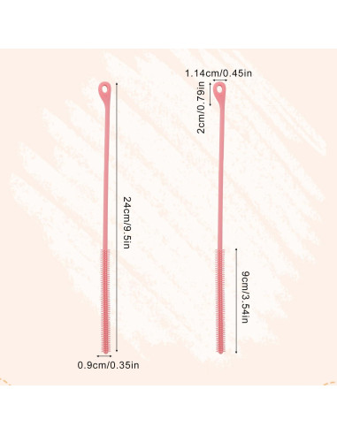 3 Cepillos Limpiadores de Paja Goktvai de Silicona 24cm Rosa
