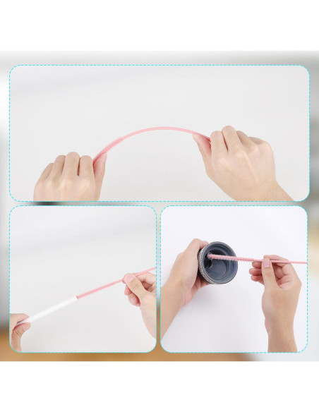 3 Cepillos Limpiadores de Paja Goktvai de Silicona 24cm Rosa