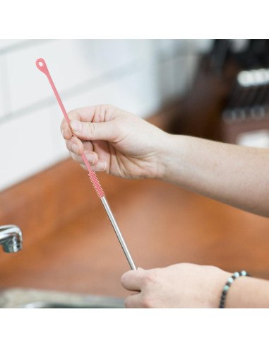 3 Cepillos Limpiadores de Paja Goktvai de Silicona 24cm Rosa