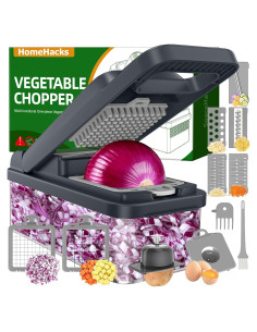 Picador de Verduras HomeHacks 12 en 1 con 7 Cuchillas - Gris