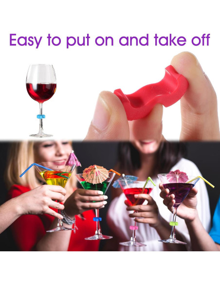 48 Marcadores de Copas de Vino Silicona Reutilizables 12 Colores