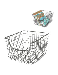 Cesta de Alambre Spectrum Mediana Gris Industrial 33x30.5x20.3 cm