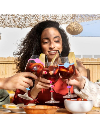 48 Marcadores de Copas de Vino Silicona Reutilizables 12 Colores