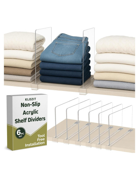 6 Separadores de Estante Acrílico KLOZIT Antideslizantes 1.65kg 6 Separadores de Estante Acrílico KLOZIT Antideslizantes 1.65kg