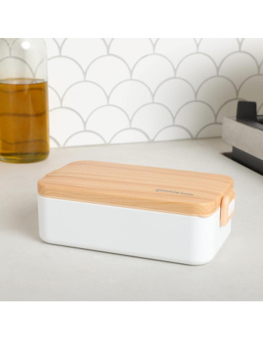 Caja Bento Acero Inoxidable Gimmiebox 950ml con Cuchara y Tenedor