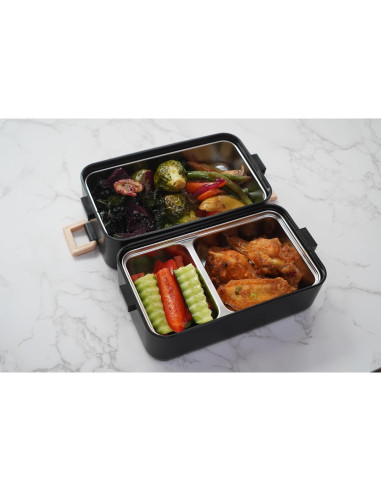 Caja Bento Acero Inoxidable Gimmiebox 950ml con Cuchara y Tenedor