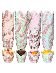 400 Moldes para Cupcakes Florales Funtery 5.08 cm Desechables