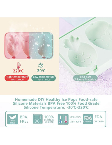 Moldes de Popsicles de Silicona Agaommio 6 Piezas Verde