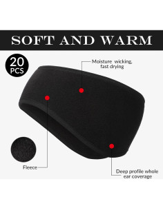 Banda para la Cabeza Jexine 20 Pcs Invierno Unisex Calentador 2