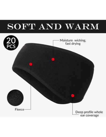 Banda para la Cabeza Jexine 20 Pcs Invierno Unisex Calentador