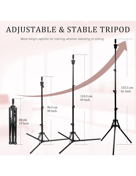 Cabeza de Peluca de Lienzo 56 cm con Soporte Trípode Ajustable