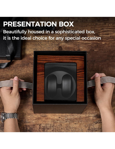 BEWISHOME Caja Winder para 2 Relojes Automáticos Madera LED