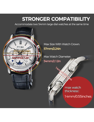 BEWISHOME Caja Winder para 2 Relojes Automáticos Madera LED