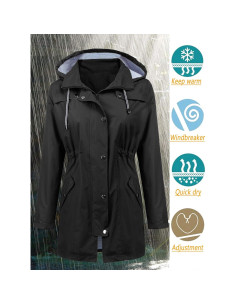 Abrigo de lluvia LOMON mujer impermeable largo con capucha S-XXL 2