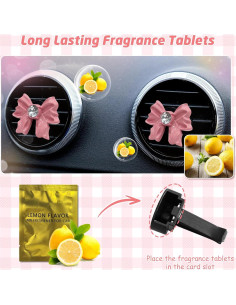 Set 8 Clips Ambientador de Coche Zmoso Lazo Rosa Aroma Limón 2