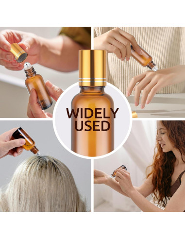 Paquete de 4 botellas de vidrio ámbar 30ml con rodillo Bofessor