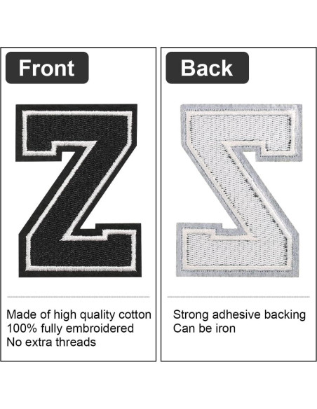 Parche de Letras Bordadas J.CARP - 5 Piezas Negros