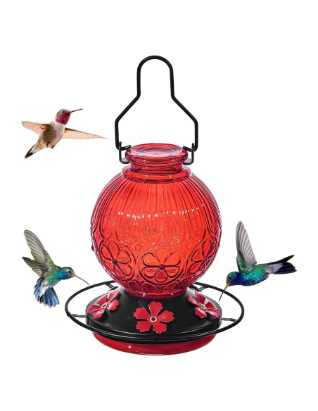 Comedero de colibrí Aubingmotor 0.68kg vidrio rojo colgante