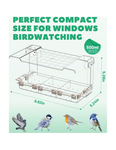 Comedero de Aves de Ventana LMHOME Transparente 0.77kg