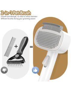 Cepillo Deshedding 2 en 1 Barkitty para Perros y Gatos - Longitud Ajustable 2