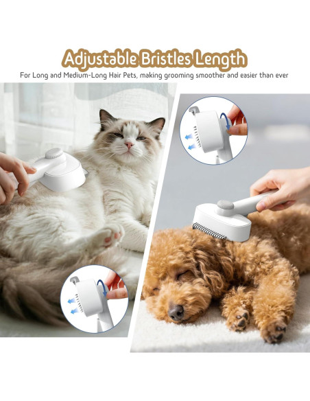Cepillo Deshedding 2 en 1 Barkitty para Perros y Gatos - Longitud Ajustable