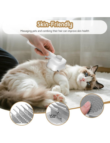 Cepillo Deshedding 2 en 1 Barkitty para Perros y Gatos - Longitud Ajustable
