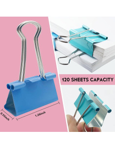 Set de 25 Clips de Carpeta Medianos FJCTER Multicolor 32 mm 2