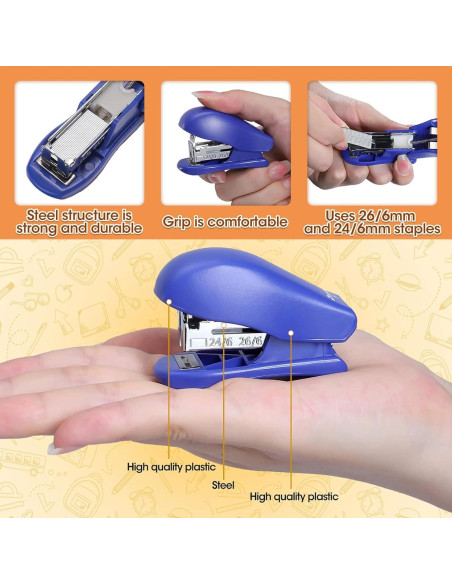 9 Mini Grapadoras Extrapins con 4320 Grapas, Capacidad 25 Hojas