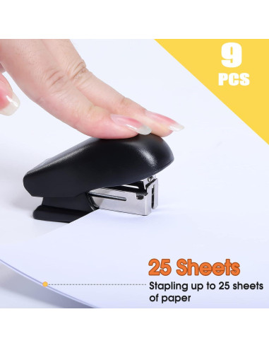 9 Mini Grapadoras Extrapins con 4320 Grapas, Capacidad 25 Hojas