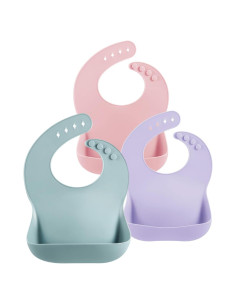 Baberos de Silicona PandaEar 3 Unidades Ajustables Impermeables