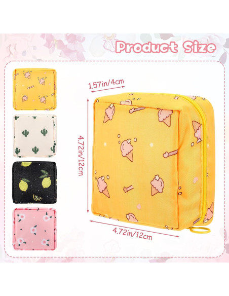4 Bolsas Menstruales Gsbnjuy con Cremallera - Almacenamiento Femenino