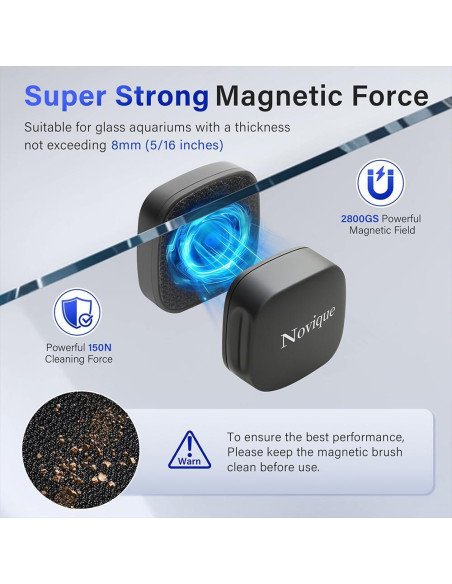 Limpiador Magnético Mini Novique para Acuarios de Cristal 8mm