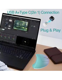 Ratón Vertical Inalámbrico Recargable Vassink 800/1200/1600 DPI 2