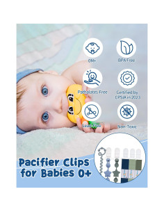 Juego de Clips para Chupetes Babygoal - Silicona y Tela - 6 Piezas 2