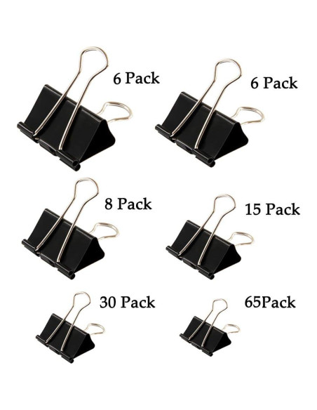 Clips de Encuadernación Apoulin - 130 Piezas Variadas Negros