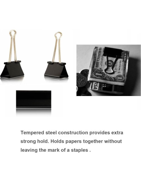 Clips de Encuadernación Apoulin - 130 Piezas Variadas Negros