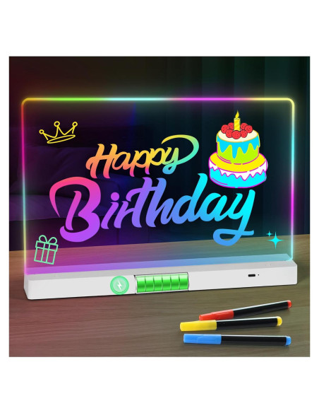 Tablero de Notas LED BYTLK J-80 Recargable 35.6x20.8cm 8 Colores